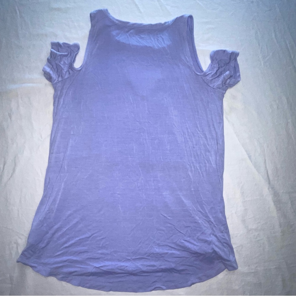 American Eagle Women's XS Lavender Purple Peek A Boo Short Sleeve Soft Top Shirt - Picture 7 of 8